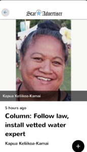 Image of Aunty Kapua as it appeared in the newspaper.
